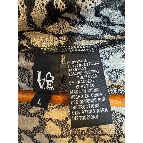 Vintage Y2K Love Tease NWT Animal Print Sheer Ruched Long Sleeve Shrug Large - Picture 7 of 9